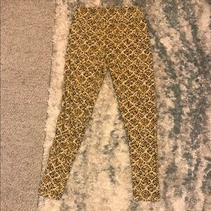 LulaRoe OS Black and Gold Leggings